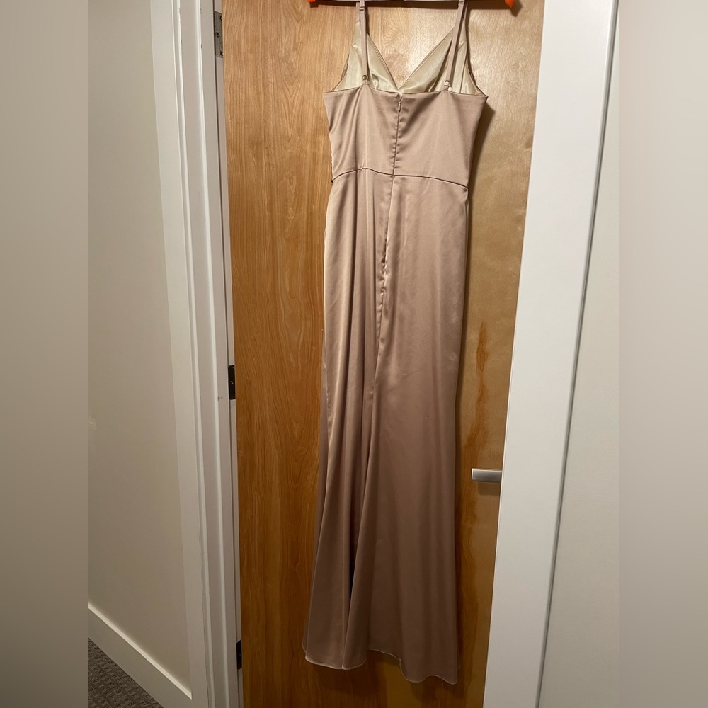 Revelry Rory Satin dress, color champagne, size 6. - Picture 3 of 5